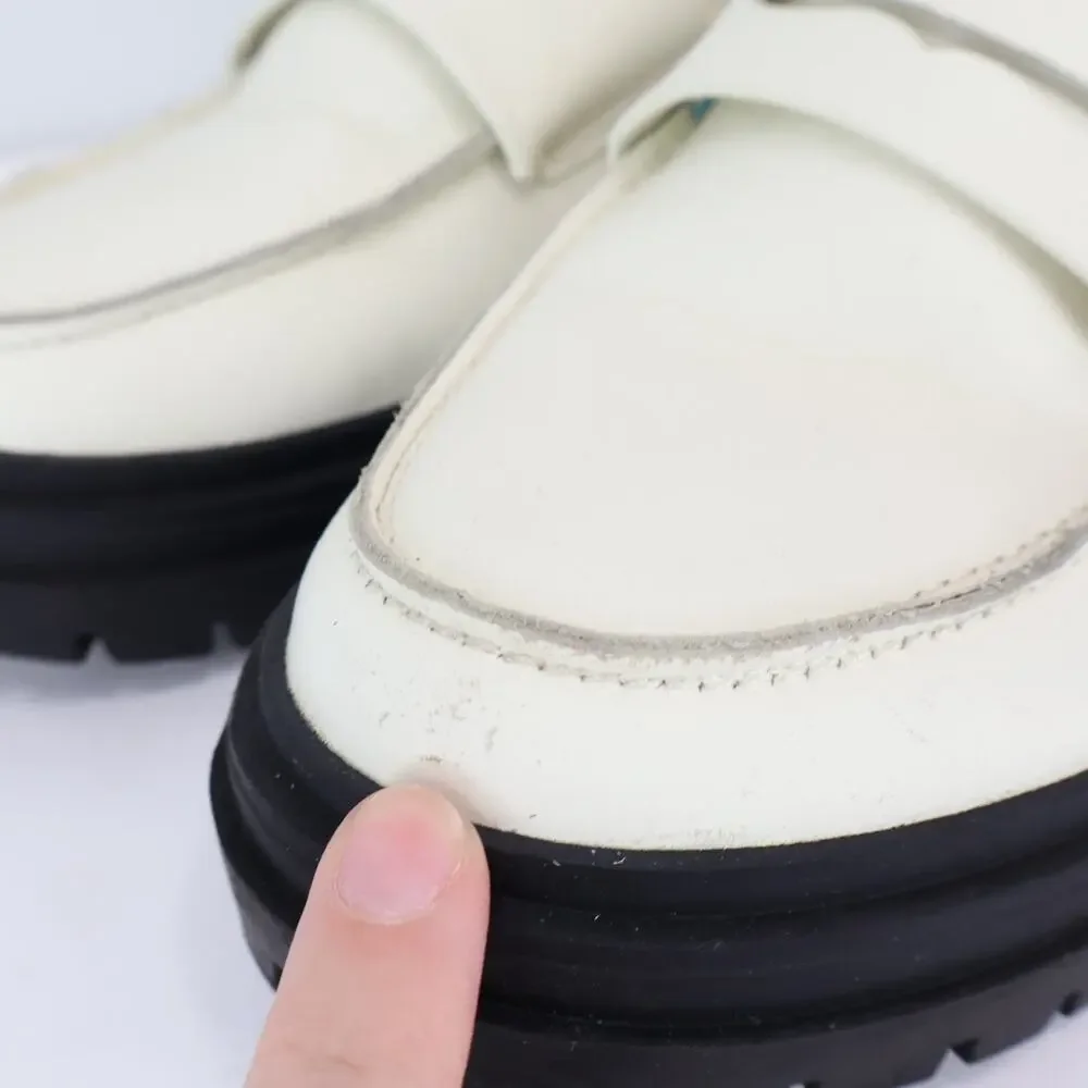 Quince Italian Leather Lug Sole Loafer Bone Size 6